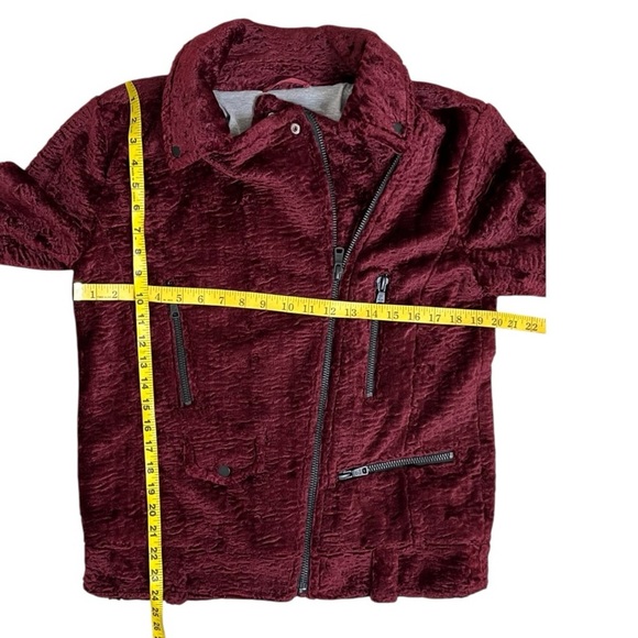 Avec Les Filles Faux Fur Moto Jacket Burgundy Wine XS Oversized NWT - Picture 11 of 11